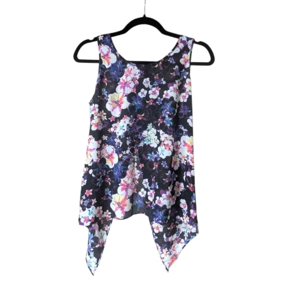 Express Tops - Express Floral Split Back Tank, Size Small